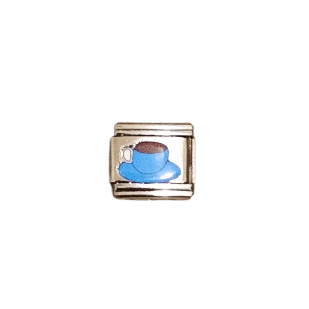 Charmlink Blue Coffee Tea Cup DIY Personalized Composable Italian Charm Bracelet